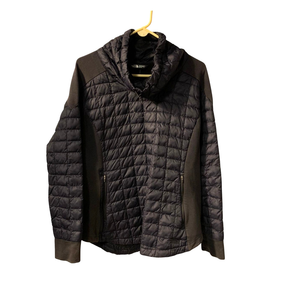 North Face Womens Ma Thermoball Pullover Size XL Black Funnel Neck Outdoors Warm